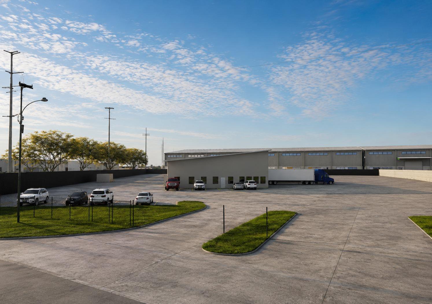 Ground view of industrial building
